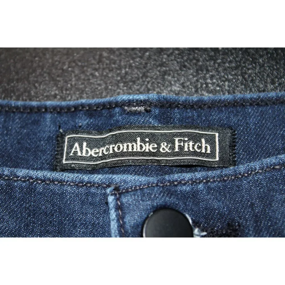 Womens Abercrombie & Fitch Blue Denim Distressed Mid Rise Jean Shorts Size 27 4